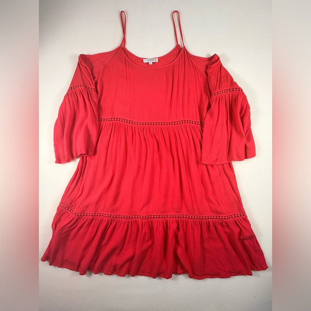Umgee Coral Cold-Shoulder Tunic Dress Womens XL